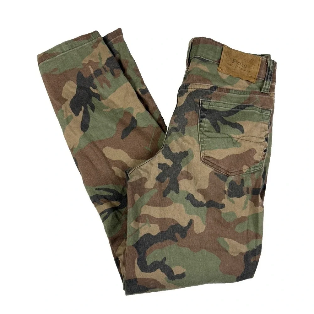 Polo Ralph Lauren Boys 12 Sullivan Slim Camo Jeans Pants Woodland Camouflage
